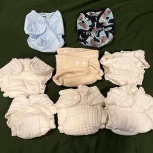 100% cotton cloth diapers (SEVEN) & 2 covers